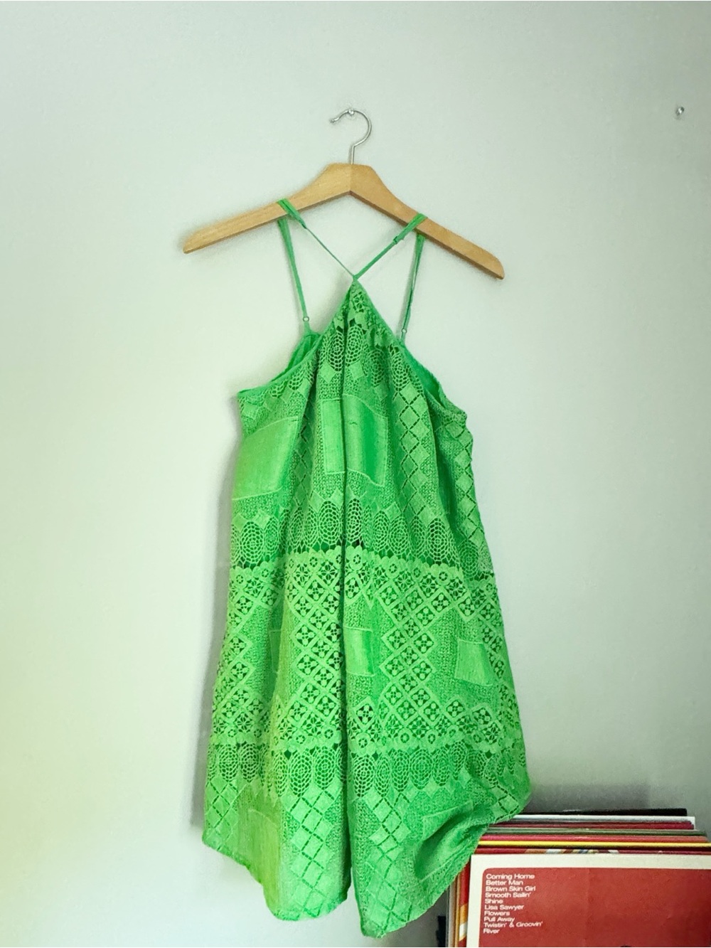 Anthropologie Green Crochet dress